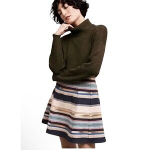 Anthropologie Chloe Oliver Hayley High Waist Striped Mini Skater Skirt Size 4